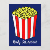 ポップコーン映画テーマの誕生日のパーティの招待状 インビテーションポストカード (正面)