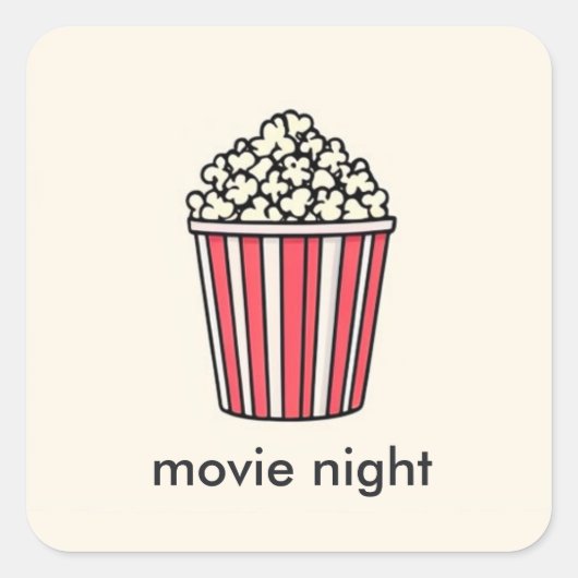 ポップコーン映画夜 スクエアシール (正面)