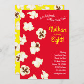 ポップコーン映画館子供の誕生日パーティー 招待状 (正面/裏面)