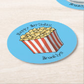 ポップコーン漫画イラストレーション ラウンドペーパーコースター (アングル)