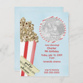 ポップコーン誕生日パーティーへの招待 インビテーションポストカード (正面/裏面)