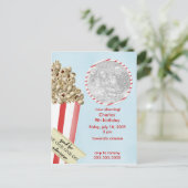 ポップコーン誕生日パーティーへの招待 インビテーションポストカード (スタンド正面)