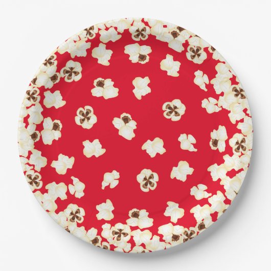 ポップコーン誕生日パーティー映画館 ペーパープレート (正面)