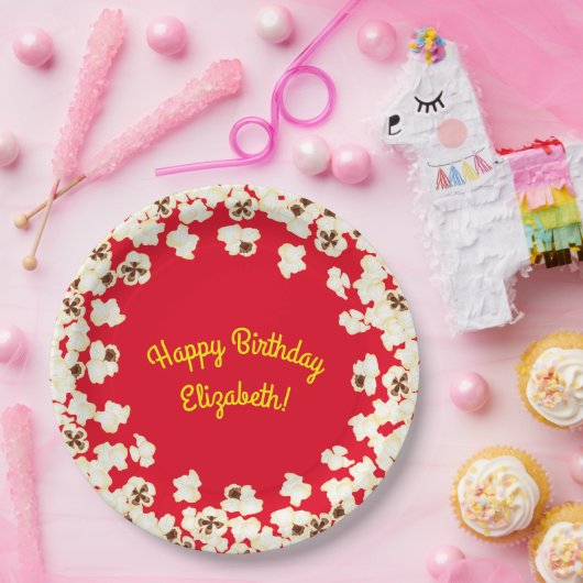 ポップコーン誕生日パーティー映画館 ペーパープレート (パーティー)