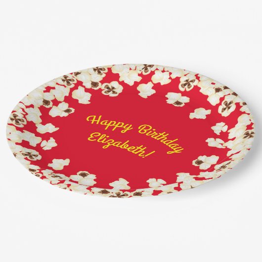 ポップコーン誕生日パーティー映画館 ペーパープレート (アングル)