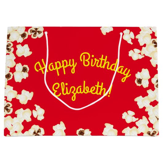 ポップコーン誕生日パーティー映画館 ラージペーパーバッグ (正面)