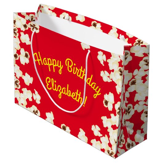 ポップコーン誕生日パーティー映画館 ラージペーパーバッグ (裏面アングル)