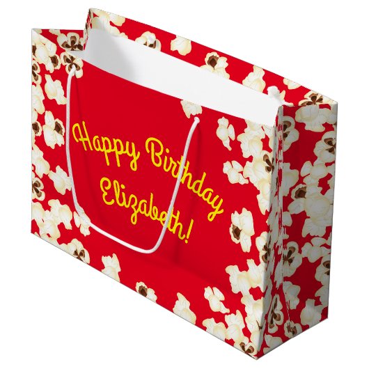 ポップコーン誕生日パーティー映画館 ラージペーパーバッグ (正面アングル)