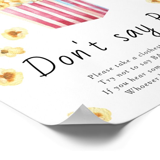 ポップコーン赤ちゃんシャワー – 言わないベビーポスター ポスター (角)