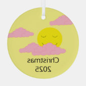 ポップコーン雲と日の出：黄色 ガラスオーナメント (裏面)