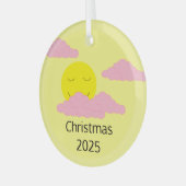 ポップコーン雲と日の出：黄色 ガラスオーナメント (正面左)