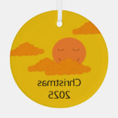 ポップコーン雲と日の出:黄金 ガラスオーナメント (裏面)
