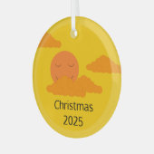 ポップコーン雲と日の出:黄金 ガラスオーナメント (正面左)