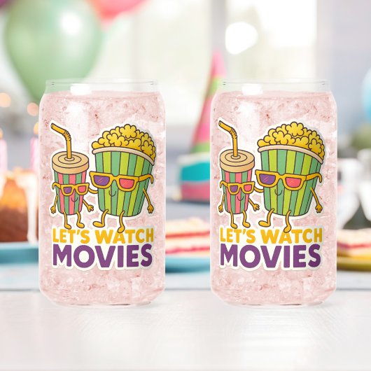 ポップコーン&ソーダ デュオ - 映画の夜の雰囲気 ガラス缶 (インサイチュ (バースデー))