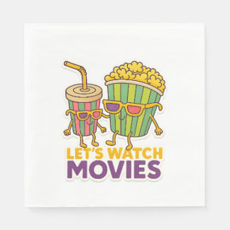 ポップコーン&ソーダ デュオ - 映画の夜の雰囲気 スタンダードランチョンナプキン