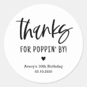 ポップコーン パーティー お土産 ステッカーに感謝 ラウンドシール (正面)
