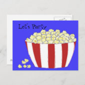 ポップコーン – レッツパーティの招待状 インビテーションポストカード (正面/裏面)