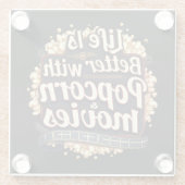 ポップコーン&映画で人生はもっと楽しくなる レトロデザイン ガラスコースター (裏面)