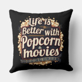 ポップコーン＆映画で人生はもっと楽しくなる レトロデザイン クッション (裏面)