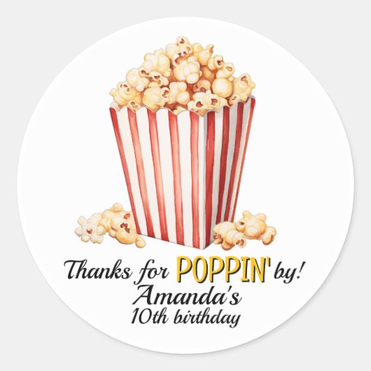 ポップコーン 映画の夜 誕生日 ステッカー (正面)