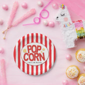 ポップコーン 赤と白のストライプ 映画パーティー ペーパープレート (パーティー)