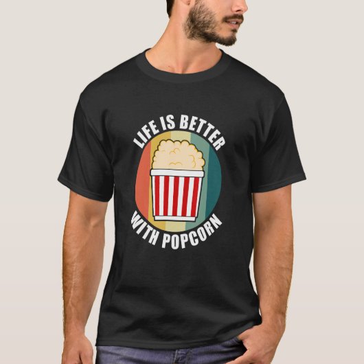 ポップコ食べーンでおいしい食べ物の生活 Tシャツ (正面)