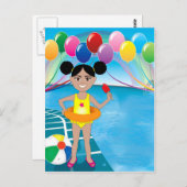 ポップシクルを持つアフロの女の子 ポストカード (正面/裏面)