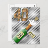 ポップシャンパンボトル40thバースデーポストカード ポストカード (正面/裏面)