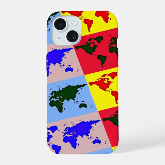 ポップスタイルの世界地図 iPhone 15ケース (裏面)