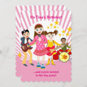 ポップスターの女の子の誕生日パーティーの招待状 招待状 (正面/裏面)