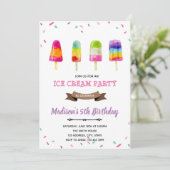 ポップスチクルガールアイスクリーム誕生日の招待 招待状 (スタンド正面)