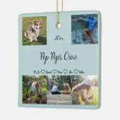 ポップスポップ・アートのクルーカスタム5フォトグリッド、緑 セラミックオーナメント (左)