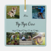 ポップスポップ・アートのクルーカスタム5フォトグリッド、緑 セラミックオーナメント (裏面)