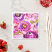 ポップズオブピンクパープル金ゴールドモダントレンディーフローラシック スタンダードカクテルナプキン (インサイチュ)