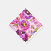 ポップズオブピンクパープル金ゴールドモダントレンディーフローラシック スタンダードカクテルナプキン (角)