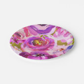 ポップズオブピンクパープル金ゴールドモダントレンディーフローラシック ペーパープレート (アングル)