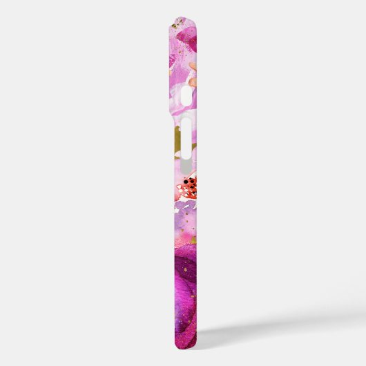 ポップズオブピンクパープル金ゴールドモダントレンディーフローラシック Case-Mate iPhoneケース (裏面 / 左)