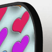 ポップピンレトロハートおもしろいレインボーパターン ピックルボールラケット (左詳細)