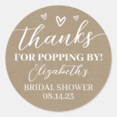 ポップピ感謝していング用クラフトバイブライダルシャワーポップコーン ラウンドシール (正面)
