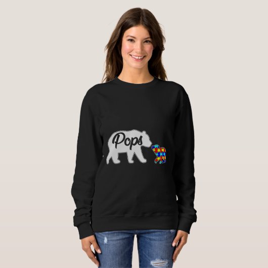 ポップベアー自閉症啓発ラブサポートファミリーオート スウェットシャツ (正面フル)