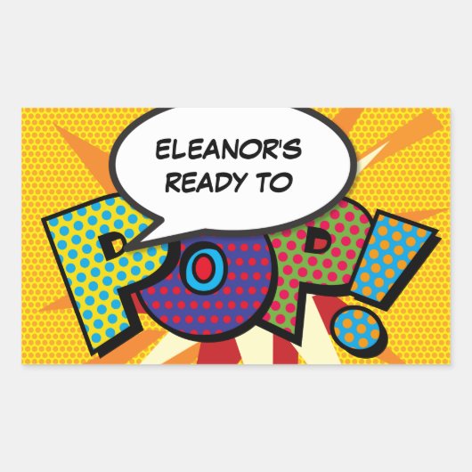 ポップベイビーシャワーステッカー（おもしろモダン） 長方形シール (正面)