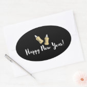 ポップボトルハッピーニューイヤーベビー発表 楕円形シール (封筒)