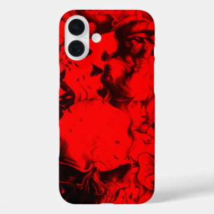 ポップミュージシャンの肖像 華やかなクリムゾン&ゴールド・アブストラクト iPhone 16 PLUSケース