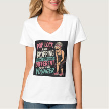 ポップロックアンドドロップ おもしろい ワークアウト 女性用Tシャツ