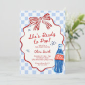 ポップ寸前のソーダブルーボー ベビーシャワー 招待状 (スタンド正面)