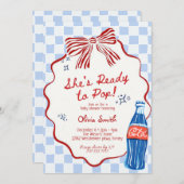 ポップ寸前のソーダブルーボー ベビーシャワー 招待状 (正面/裏面)