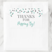 ポップ感謝していス用銀ターコイズ紙吹雪 長方形シール (バッグ)