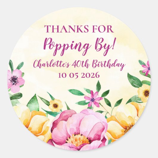 ポップ感謝していプ用春誕生日ラベル ラウンドシール (正面)