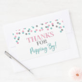 ポップ用シルバーピンク感謝していブルー紙吹雪 長方形シール (封筒)