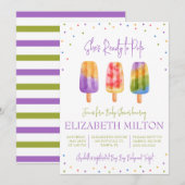 ポップ間近!かき氷をテーマにしたベビーシャワー 招待状 (正面/裏面)